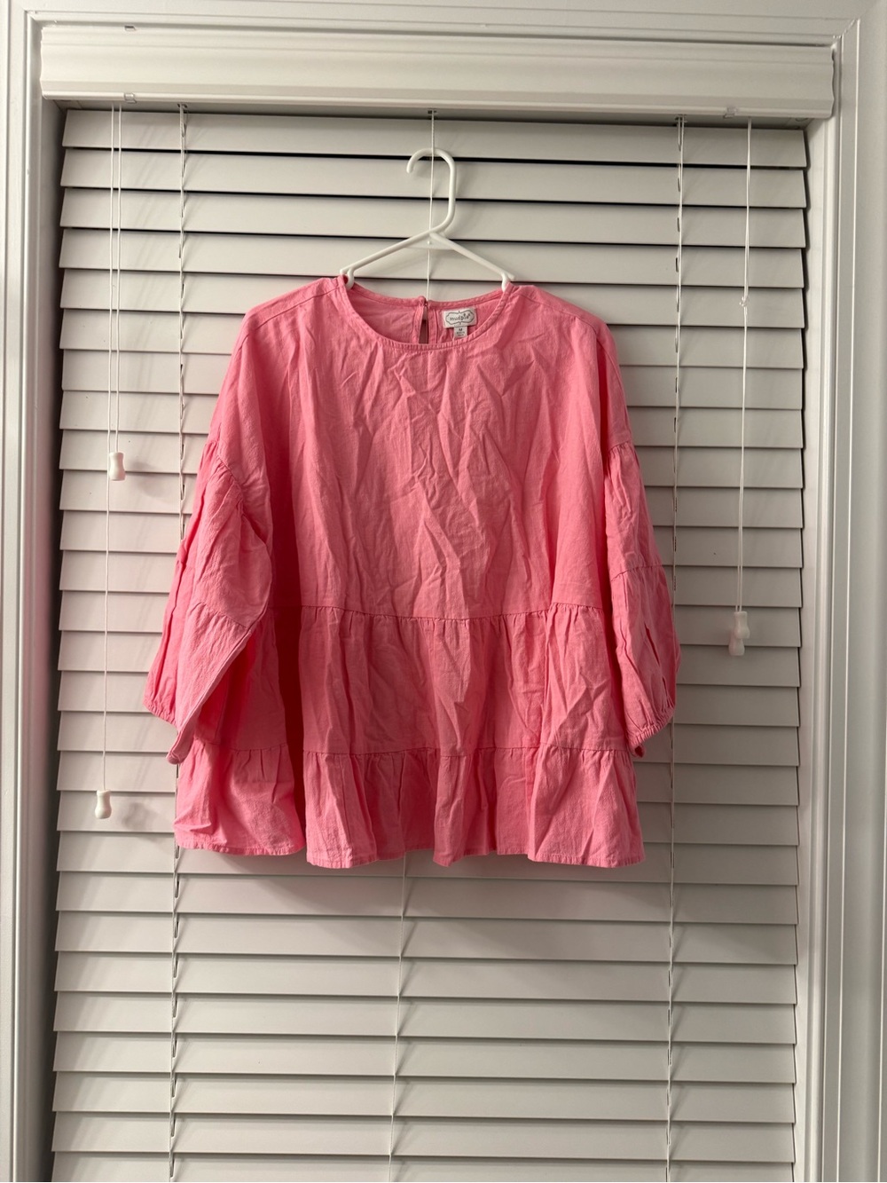 Mud Pie Pink Tiered Peasant Blouse
